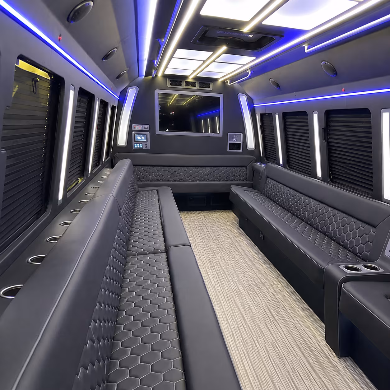 san diego 40 passenger party bus inside