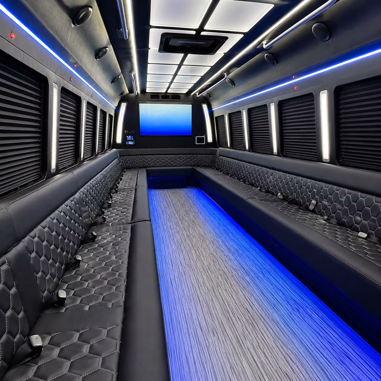 san diego 50 passenger party bus inside